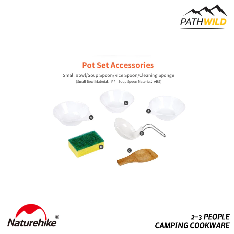 NATUREHIKE NH2-3 PEOPLE CAMPING COOKWARE CARBON