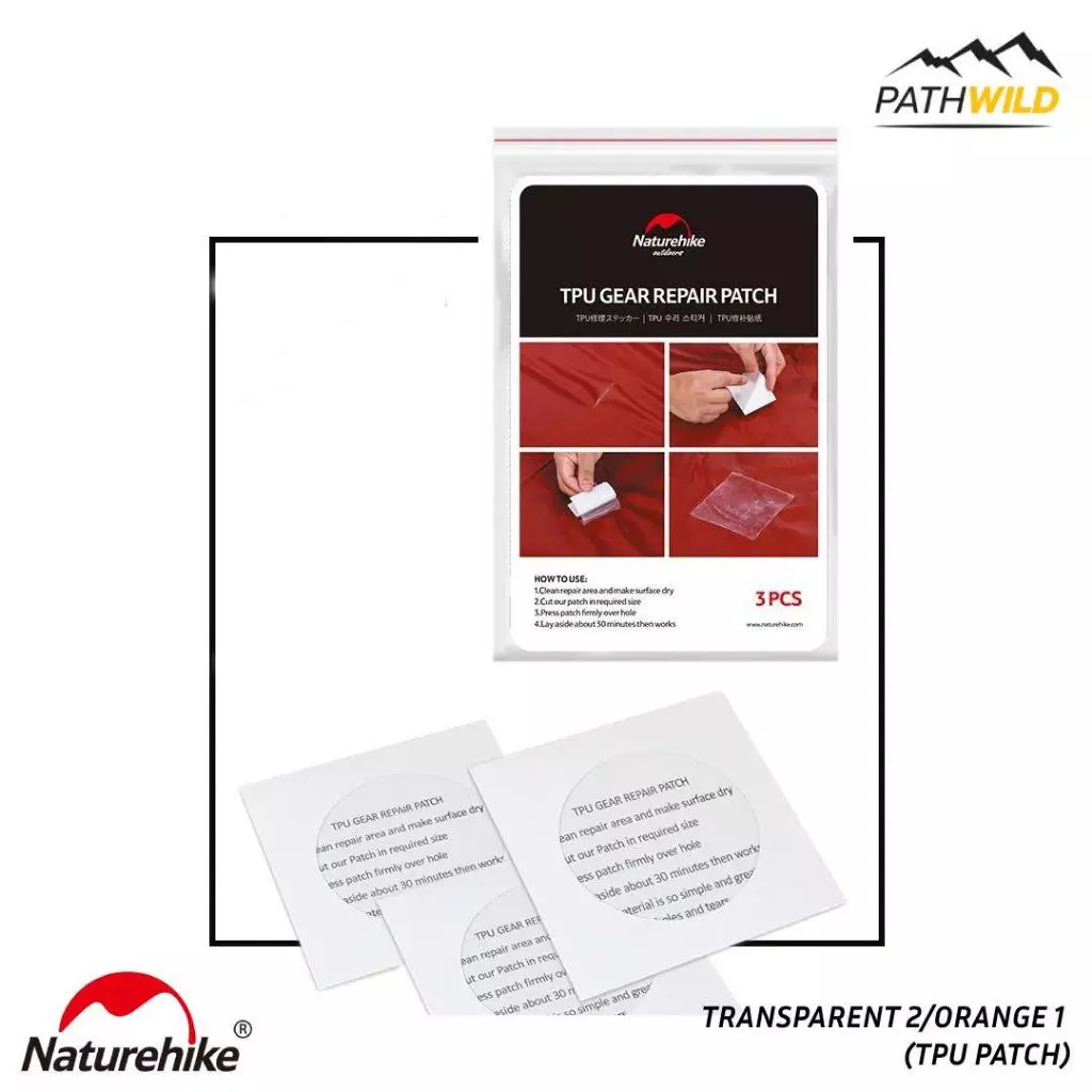 แผ่นซ่อมเต็นท์ NATUREHIKE TRANSPARENT 2/ORANGE 1 (TPU PATCH)