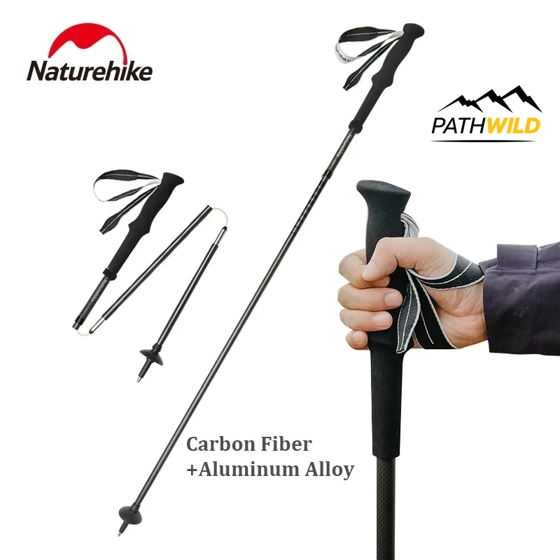 NATUREHIKE carbon and aluminum four section folding trekking pole CNK2450DS017