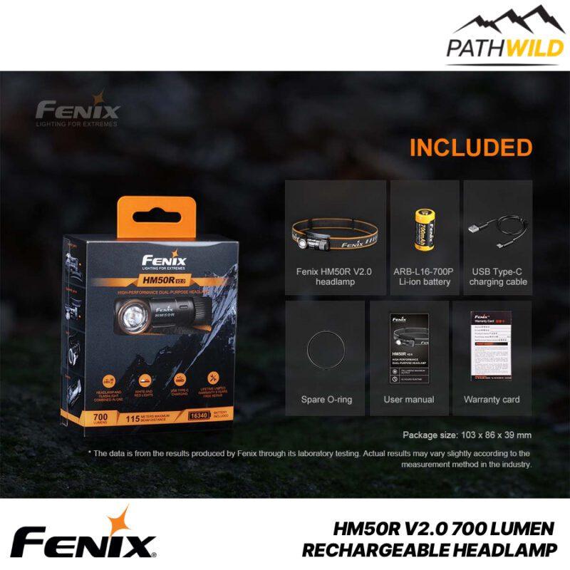 FENIX HM50R V2.0 700 LUMEN RECHARGEABLE HEADLAMP ไฟฉายคาดหัว700ลูเมน ไฟฉายคาดหัวเดินป่า ไฟฉายคาดหัวFENIX ไฟฉายคาดหัวแบบชาร์จ ไฟฉายคาดหัวน้ำหนักเบา