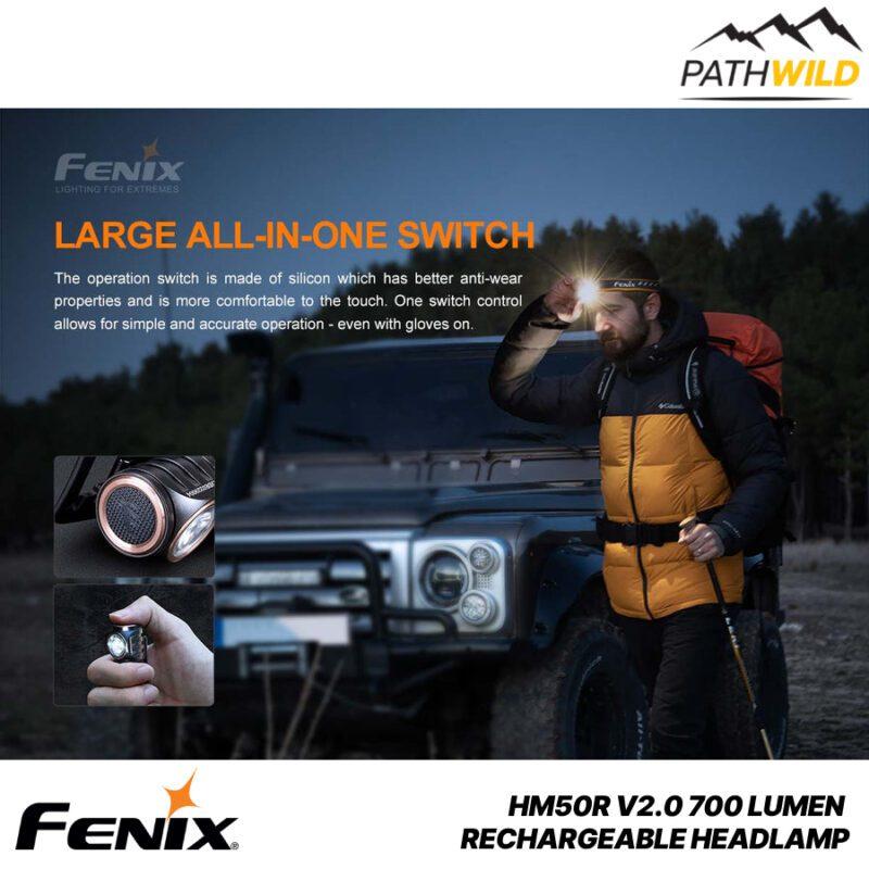 FENIX HM50R V2.0 700 LUMEN RECHARGEABLE HEADLAMP ไฟฉายคาดหัว700ลูเมน ไฟฉายคาดหัวเดินป่า ไฟฉายคาดหัวFENIX ไฟฉายคาดหัวแบบชาร์จ ไฟฉายคาดหัวน้ำหนักเบา