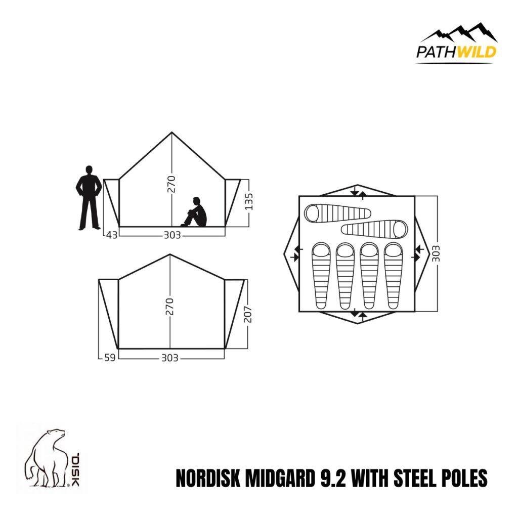 NORDISK MIDGARD 9.2 WITH STEEL POLES เต็นท์นอนทรงปราสาท เต็นท์นอน NORDISK MIDGARD 9.2 เต็นท์ครอบครัว เต็นท์นอน6คน