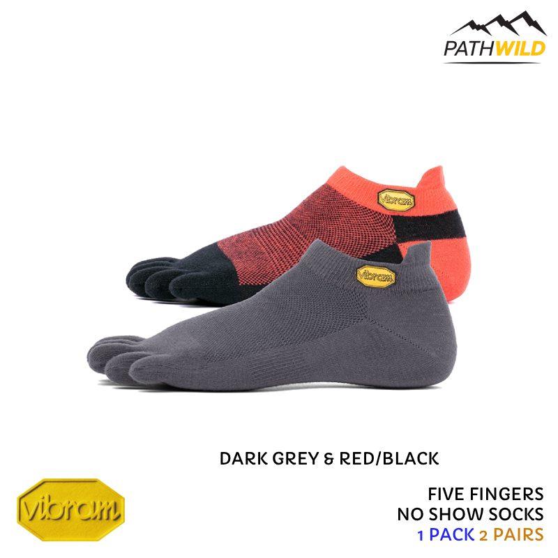 Vibram 5TOE Sock No Show 2 Pack Dark Grey / Red Black